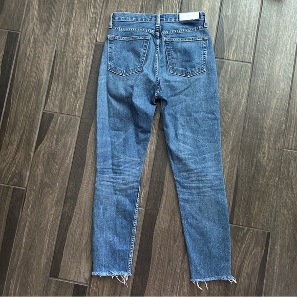 RE/DONE High Rise Ankle Crop Jeans in Medium Vintage Wash Sz 27 - Picture 6 of 10